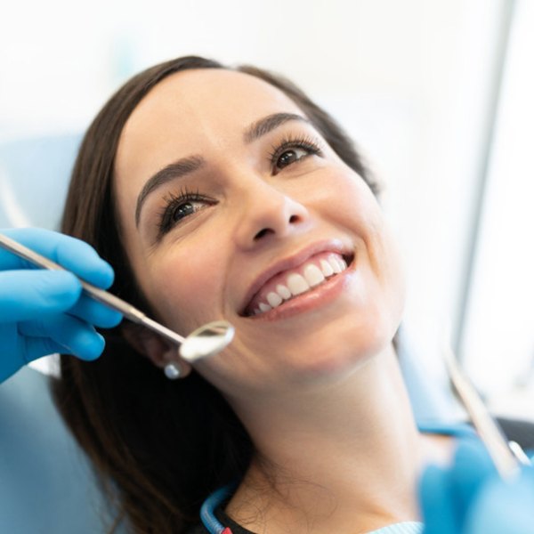 A smiling woman at a dental check-up